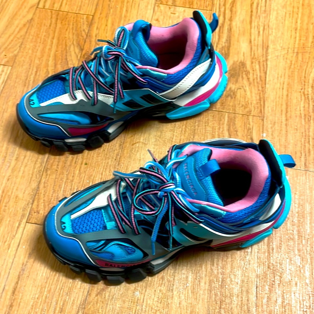 Balenciagas pink blue & white